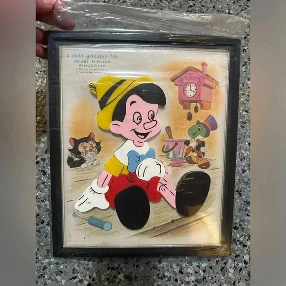 Vintage 1964 Child Guidance Toy 13 Piece No. 963 PINOCCHIO Kids Magnetic Puzzle - Picture 1 of 5